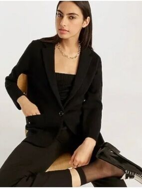 J. Crew Cecile Relaxed Single Breasted Sweater Knit Blazer Minimalist Black XL